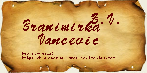 Branimirka Vančević vizit kartica